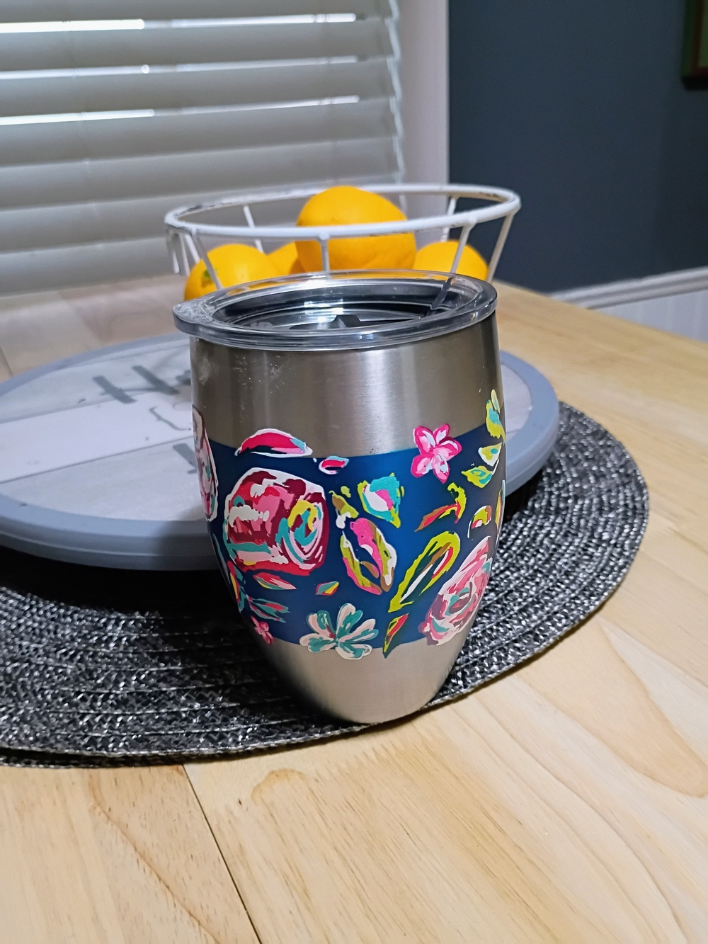 TERVIS Stainless Steel Floral Insulated Tumbler - Blue Pink Floral Accent